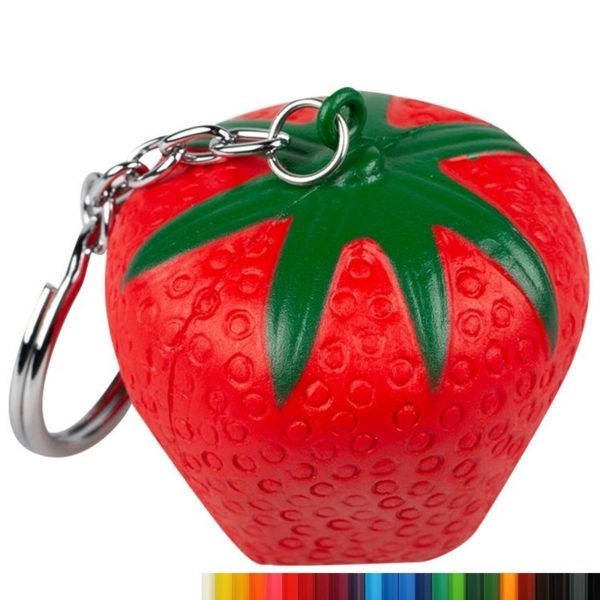 PU Foam StrawBerry Stress Ball Keychains with Your Logo