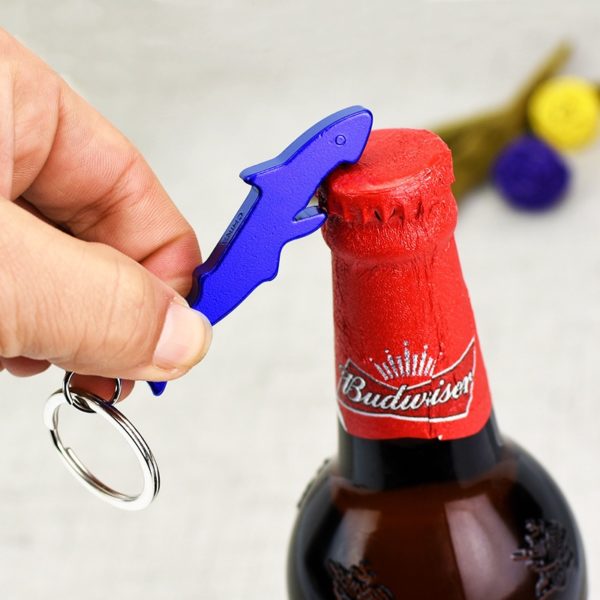 Aluminum Shark Shaped Bottle Opener with Keychain