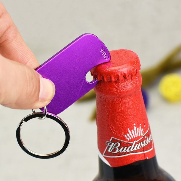 Aluminum Dog Tag Bottle Opener Keychain