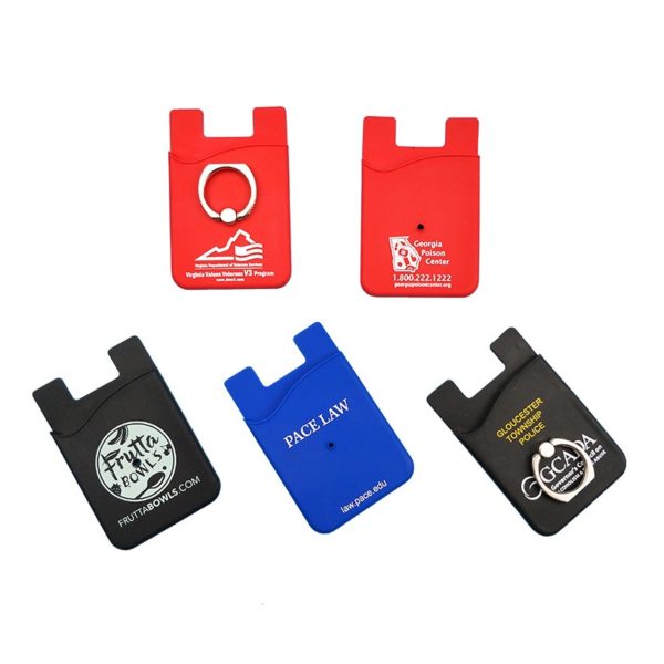 Adhesive Silicone Phone Wallet with Phone Stand