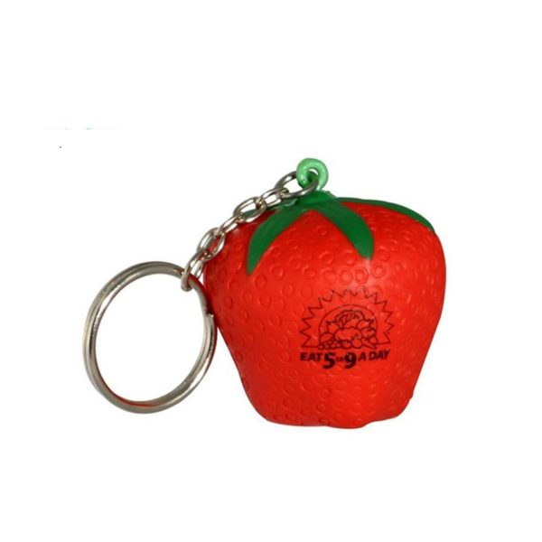 Strawberry Shaped Stress Reliever with Keychain