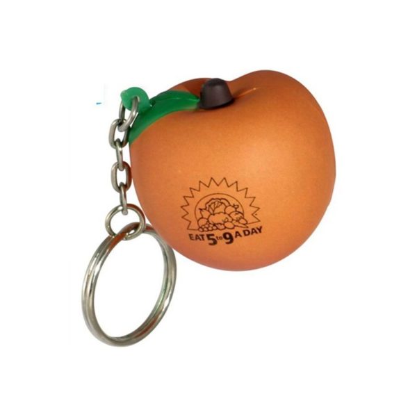 Peach Shaped Stress Reliever with Keychain