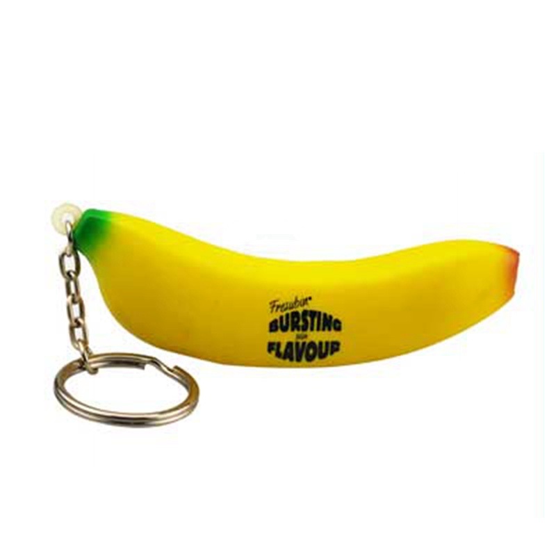 Banana Shaped Stress Reliever with Keychain