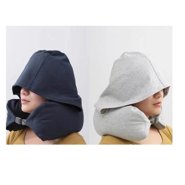 Memory Foam Neck Travel Pillow with Hoodie