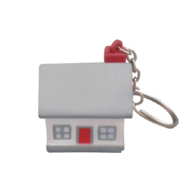 PU Foam House Shaped Stress Reliever With Keychain