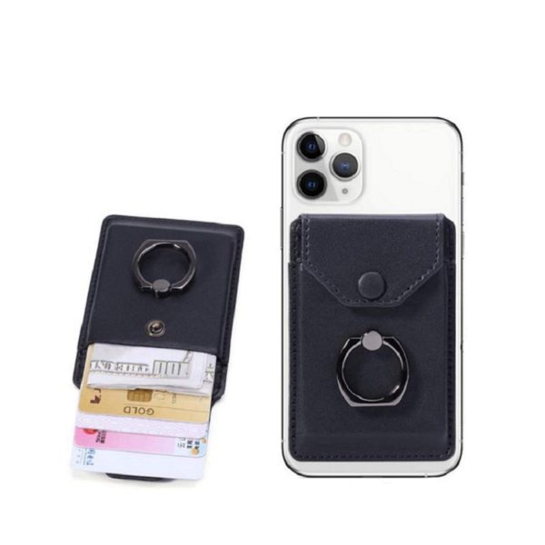 Leatherette Cell Phone Wallet with Ring