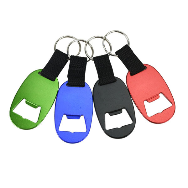 Oval Bottle Opener Keychain w/ Strap