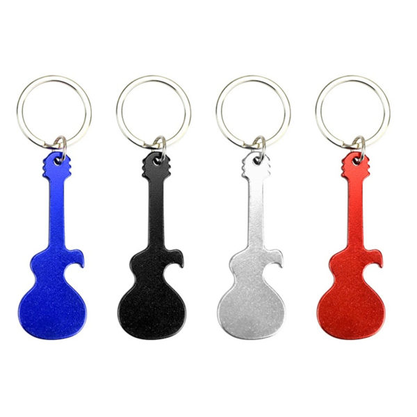 Guitar Shaped Aluminum Bottle Opener w/Key Chain