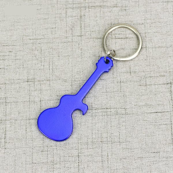 Guitar Shaped Aluminum Bottle Opener w/Key Chain