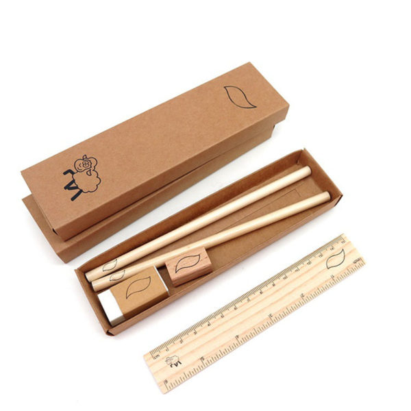 5 Pieces Eco Friendly Stationery Kit Pencil Eraser Ruler