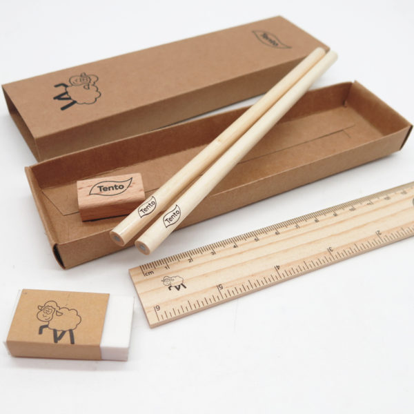 5 Pieces Eco Friendly Stationery Kit Pencil Eraser Ruler