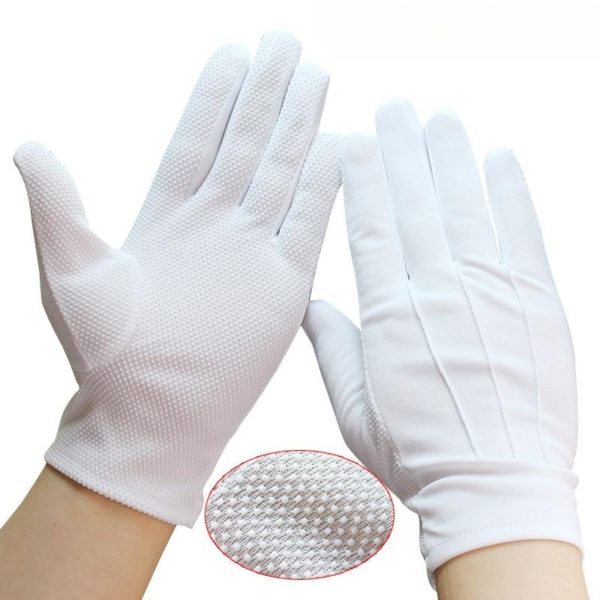 Pure White Ceremonial Gloves with Non-Slip Particles