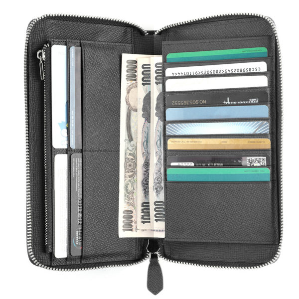 Black RFID Zipper Passport Holder ID Wallet