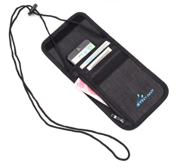 Nylon Id Holder Passport Pouch With Lanyard