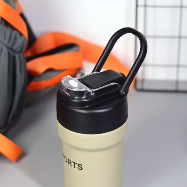 Stainless Steel Vacuum Bottle with Straw & Handle