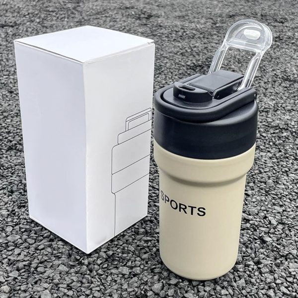 Stainless Steel Vacuum Bottle with Straw & Handle