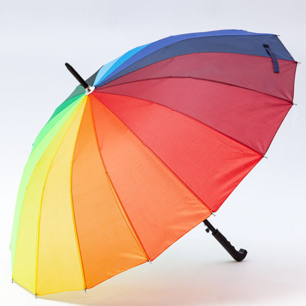 Windproof Rainbow Polyester Umbrella with 16 Ribs