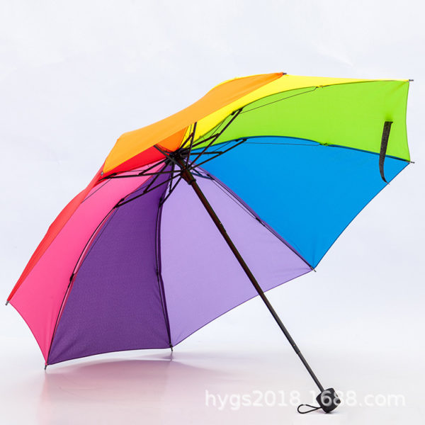 Windproof Rainbow Polyester Umbrella with 16 Ribs