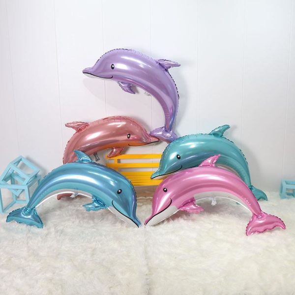 Dolphin Shaped Aluminum Foil Balloon 45.7 x 32.7 inches