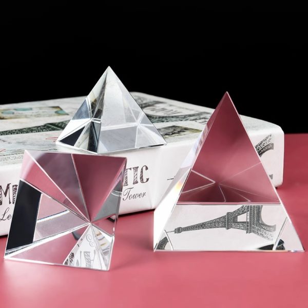 Pyramid Shaped Clear Acrylic Paperweight Decoration