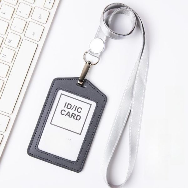 Multicolor Vertical PU Card Holder with Lanyard