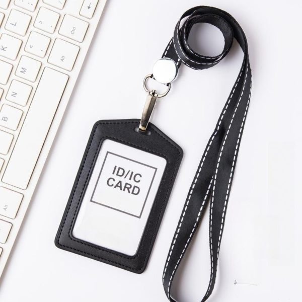 Multicolor Vertical PU Card Holder with Lanyard