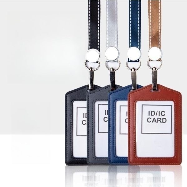 Multicolor Vertical PU Card Holder with Lanyard