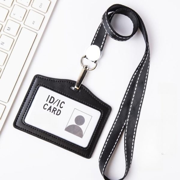 Multicolor Horizontal PU Card Holder with Lanyard