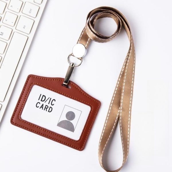 Multicolor Horizontal PU Card Holder with Lanyard