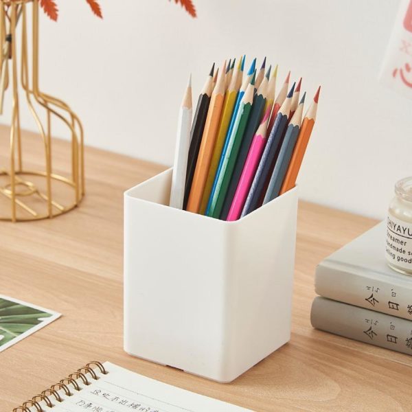 White PVC Simple Pen Holder Makeup Collector