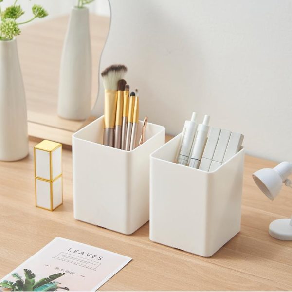 White PVC Simple Pen Holder Makeup Collector