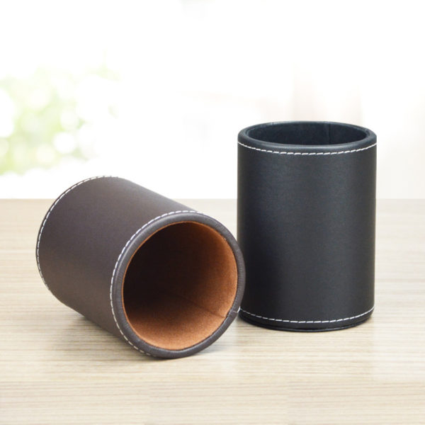 PU Black&Brown Cylindrical Pen Holder