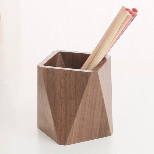 Wooden Geometric Shape Pen Holder Makeup Brush Holder