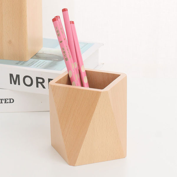 Wooden Geometric Shape Pen Holder Makeup Brush Holder