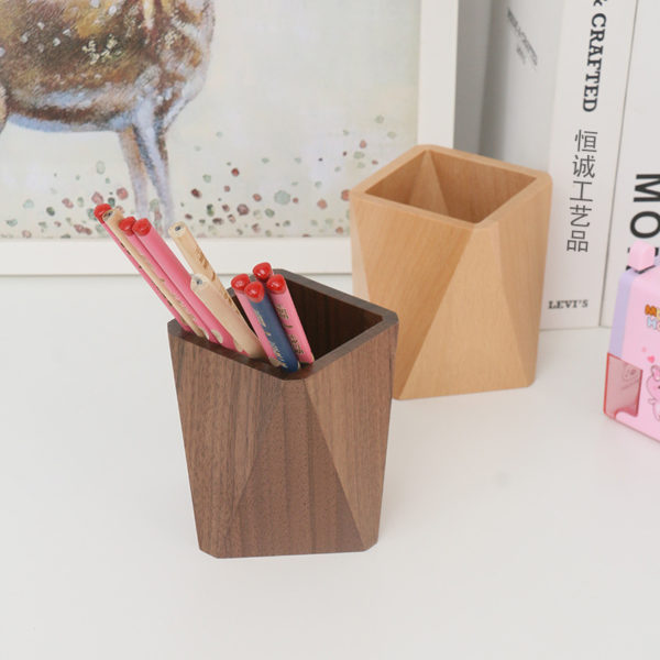 Wooden Geometric Shape Pen Holder Makeup Brush Holder