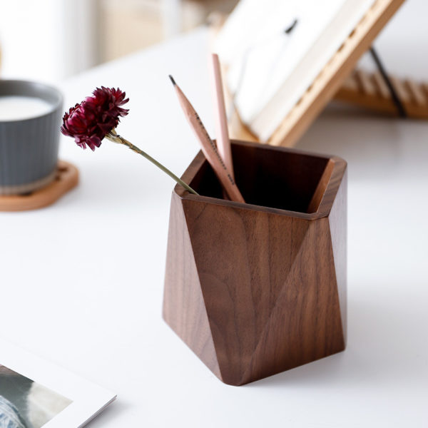 Wooden Geometric Shape Pen Holder Makeup Brush Holder