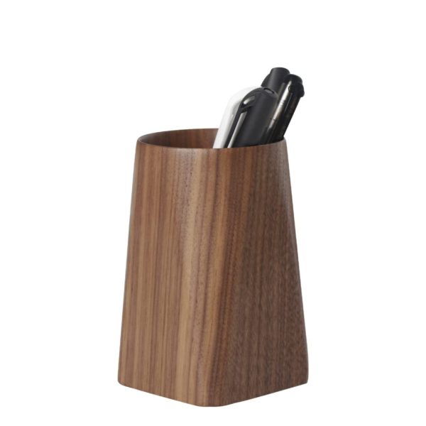 Wooden Square Bottom Cylindrical Pen Holder