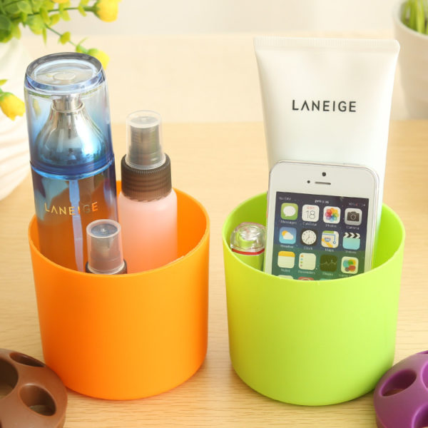 Colorful PVC Creative Cute Cylindrical Pen Holder Makeup Brush Holder