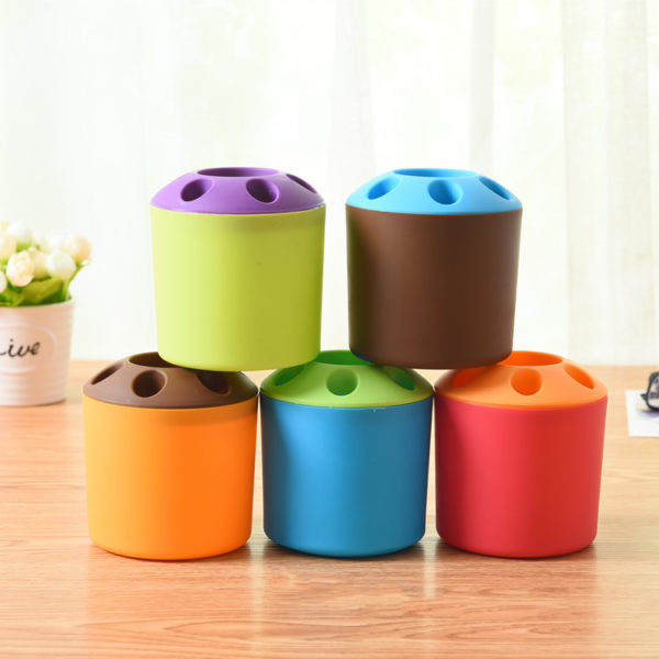 Colorful PVC Creative Cute Cylindrical Pen Holder Makeup Brush Holder