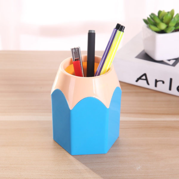 Color PVC Creative Pencil Shape Pen Holder Makeup Brush Holder