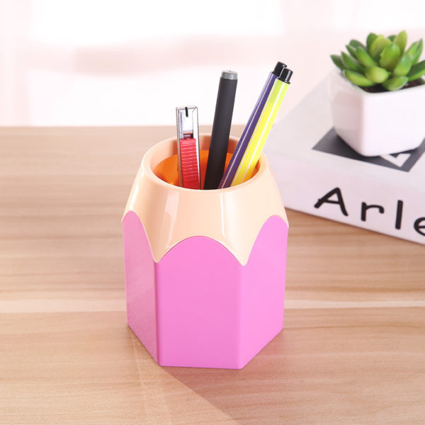 Color PVC Creative Pencil Shape Pen Holder Makeup Brush Holder