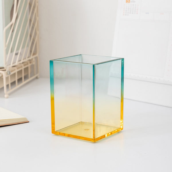 Multicolor Acrylic Cuboid Pen Holder Makeup Brush Holder Storage Container