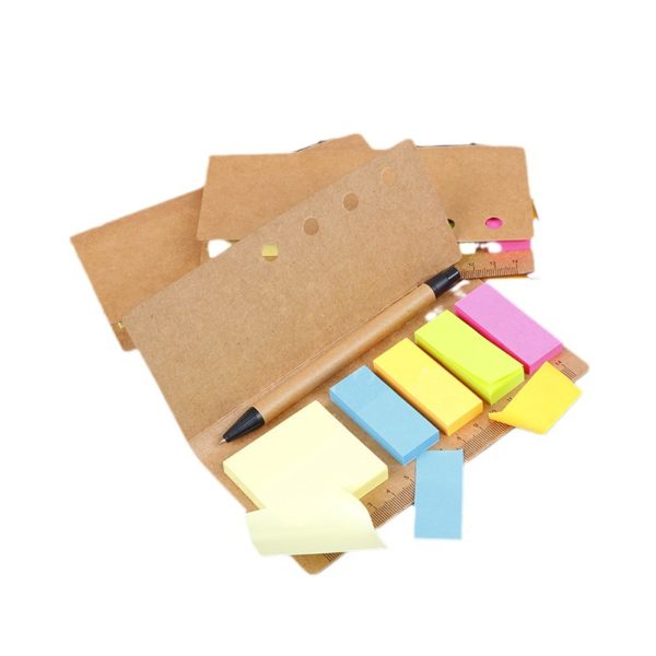 Kraft Paper 5 in 1 Sticky Note Book with Pen