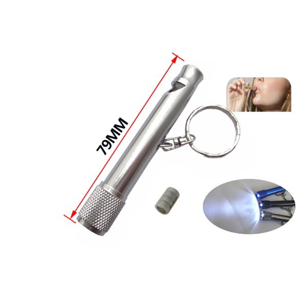 Multicolor Mini Portable Aluminum Flashlight with Keychain and Whistle