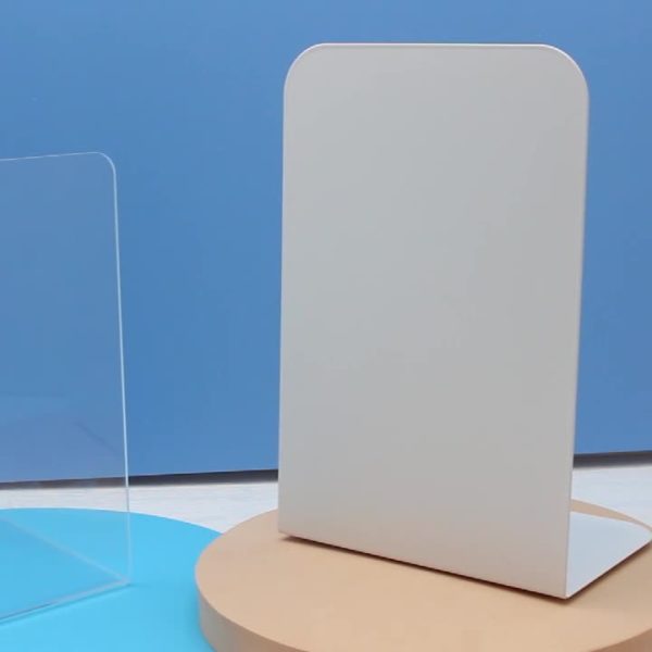 Pure White Simple Style Sturdy Acrylic Bookend with Non-Slip Dots