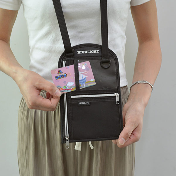 Black Hanging Travel Waterproof ID and Passport Holder Wallet with Lanyard