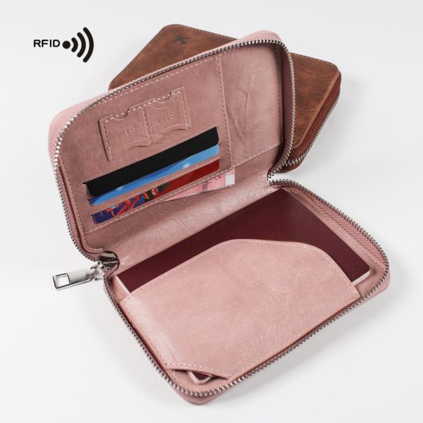 Multicolor Travel Waterproof FRID ID and Passport Holder Wallet with Zipper