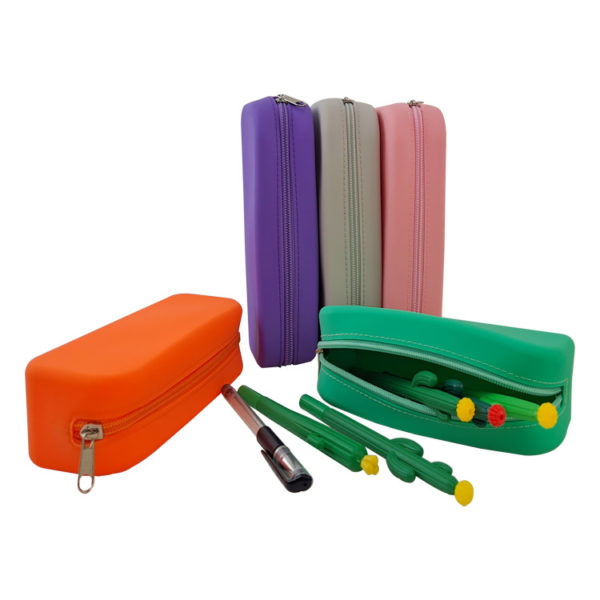 Multicolor Large Capacity Silicone Waterproof and Durable Zipper Pen Pouch