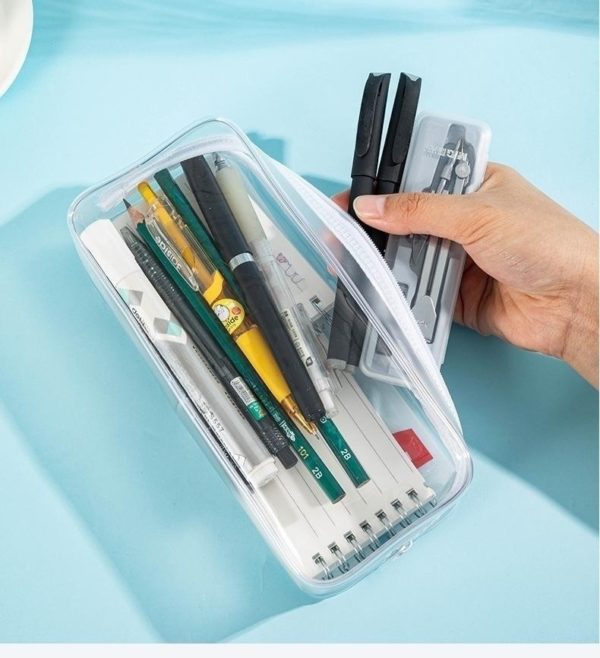 Transparent Large-capacity PVC Zipper Pen Pouch Storage Bag