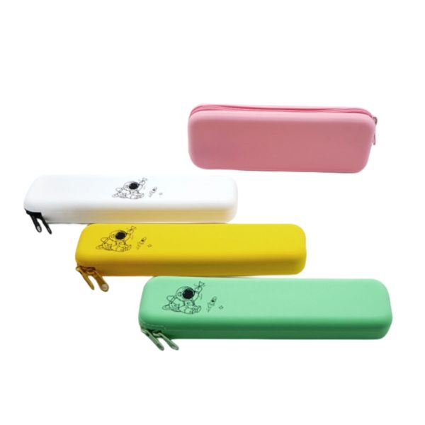 Multicolor Portable Waterproof Silicone Double Zipper Pen Pouch